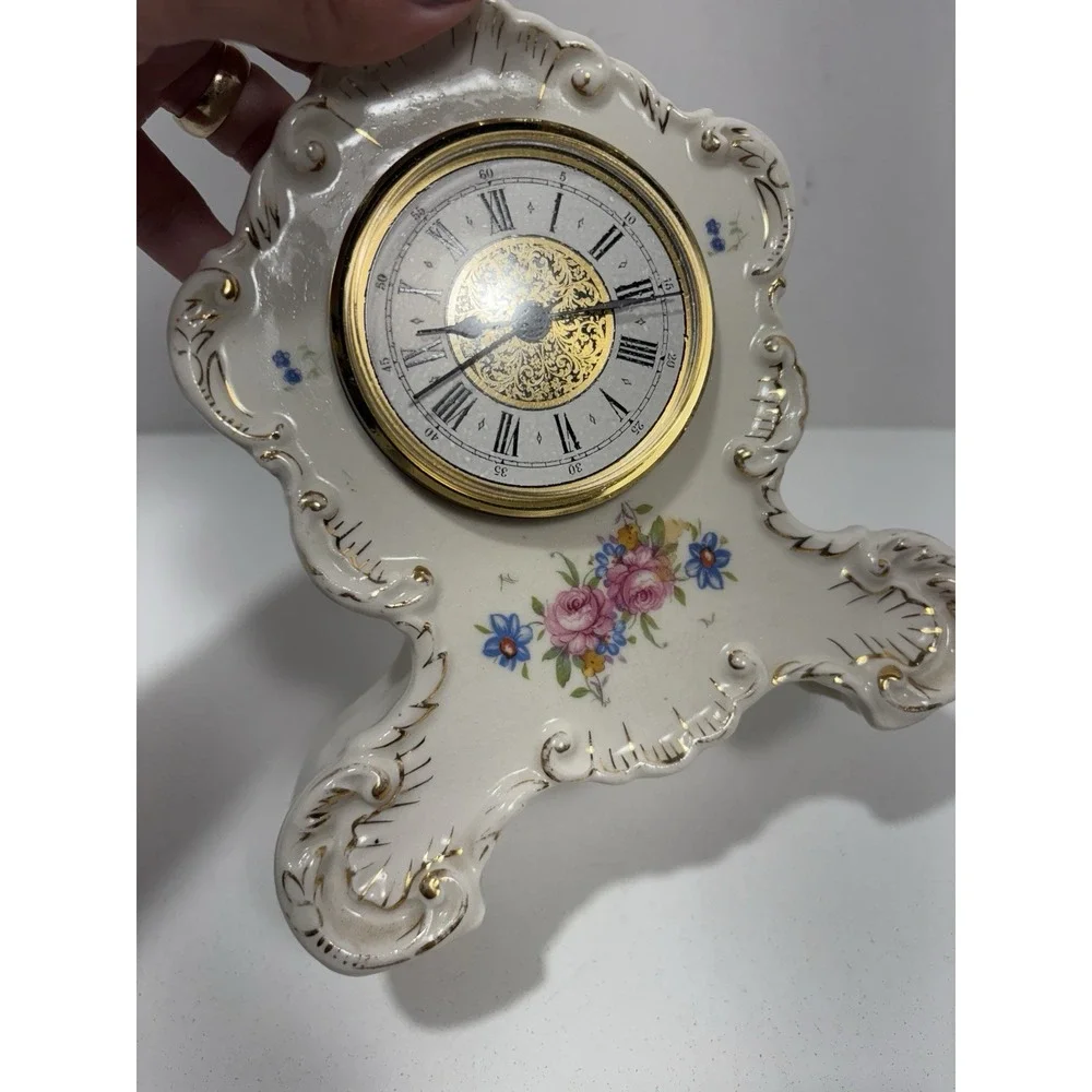 German Porcelain Clock Mantel Antique Style‎ Porcelain Hand painted Germany